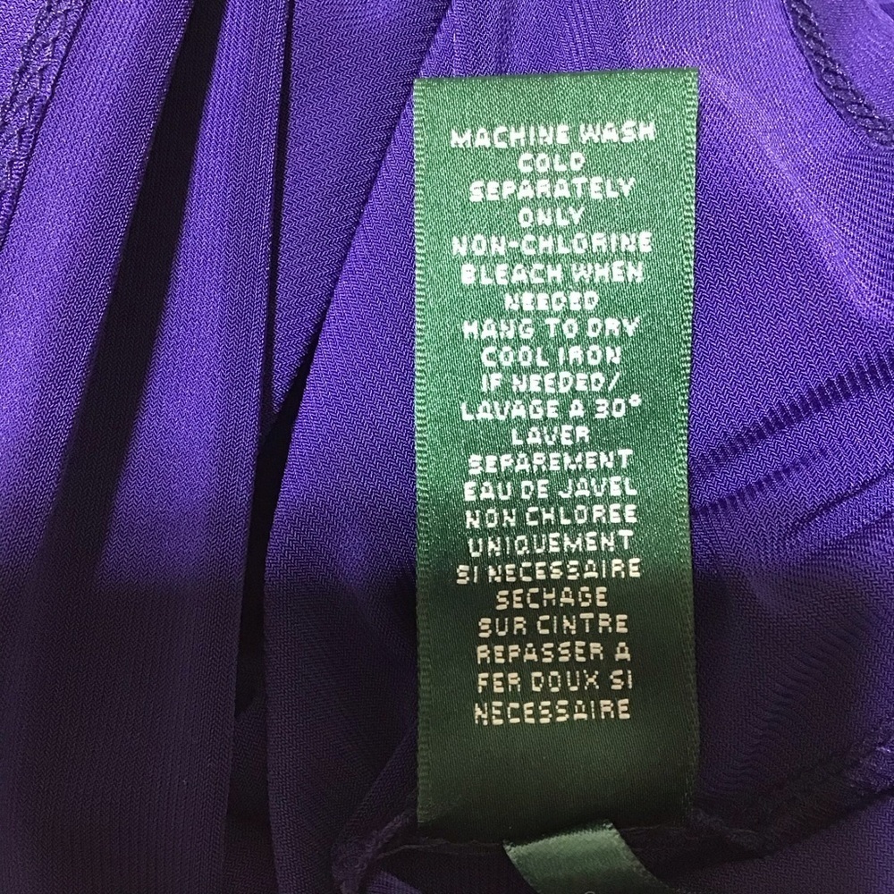 Ralph Lauren Royal Blue-Purple Ruched 3/4 Sleeve Dress - Picture 8 of 9